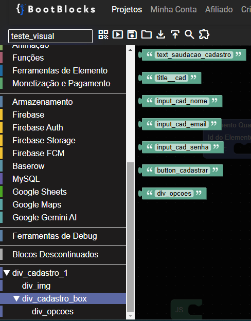 {visualisar ids html em javascript}